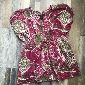 Calvin Klein multi color drawstring blouse